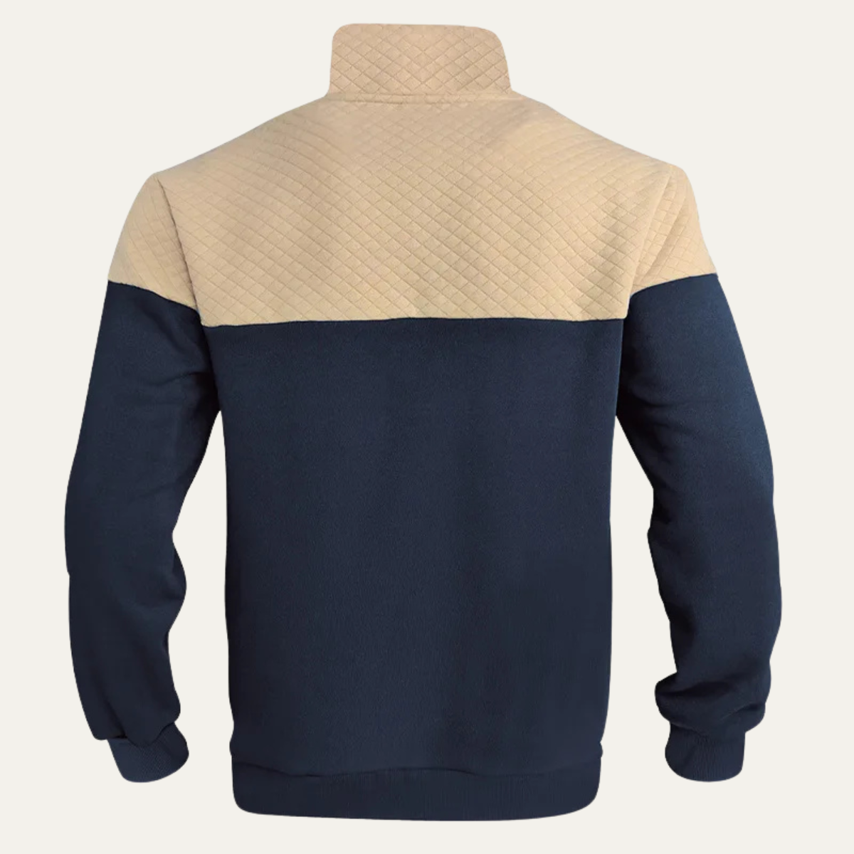 The Silverpark Men's Quilted Casual Color Block Half Zip Sweater