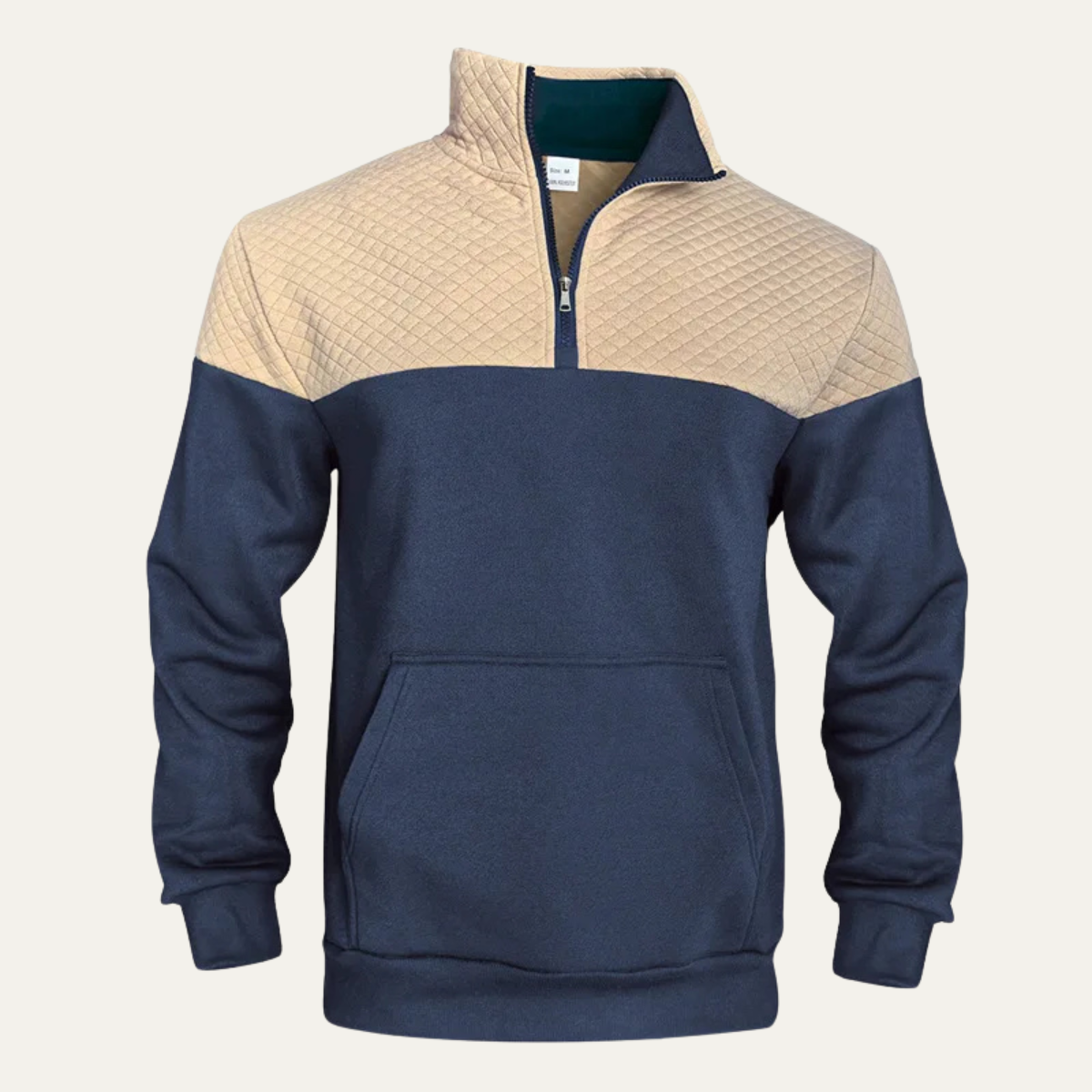 The Silverpark Men's Quilted Casual Color Block Half Zip Sweater