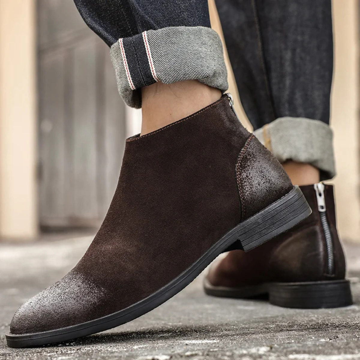 The Vicenza Men’s Zip Up Suede Leather Ankle Boots