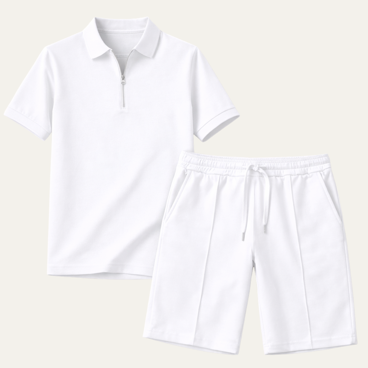 The Summerfield Men’s Summer Polo Shirt &amp; Shorts Set – White
