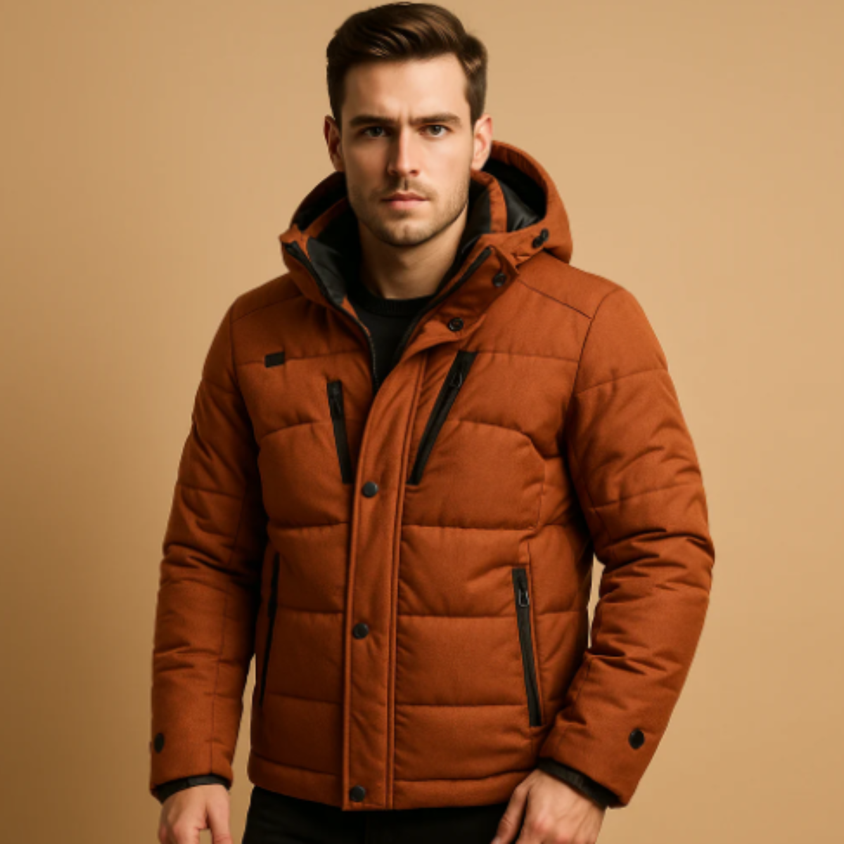 The Huntington Men’s Warm Puffer Parka Jacket with Detachable Hood