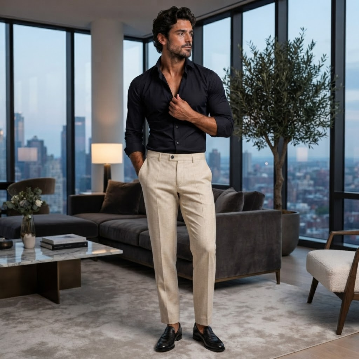 The Silverwood Men’s Casual Linen Dress Pants – Slim Fit