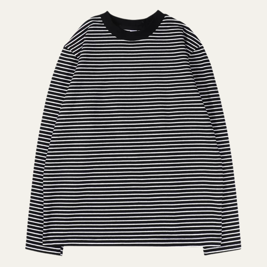 The Maplewood Men’s Black & White Striped Long Sleeve T Shirt