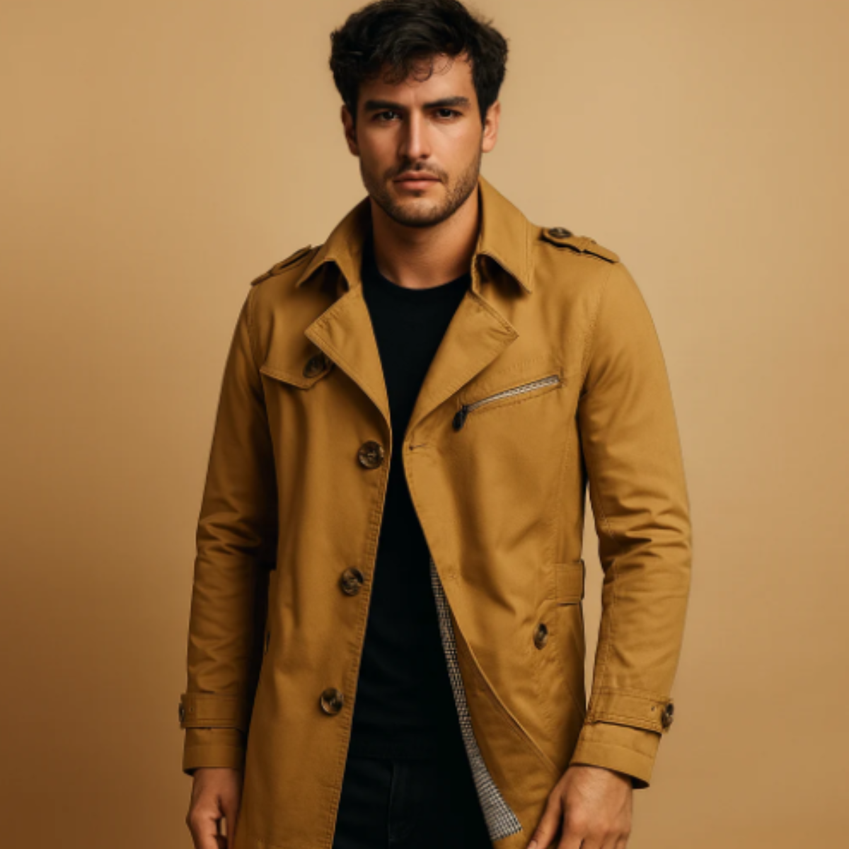 The Merrick Men’s Double Breasted Smart Casual Trench Coat