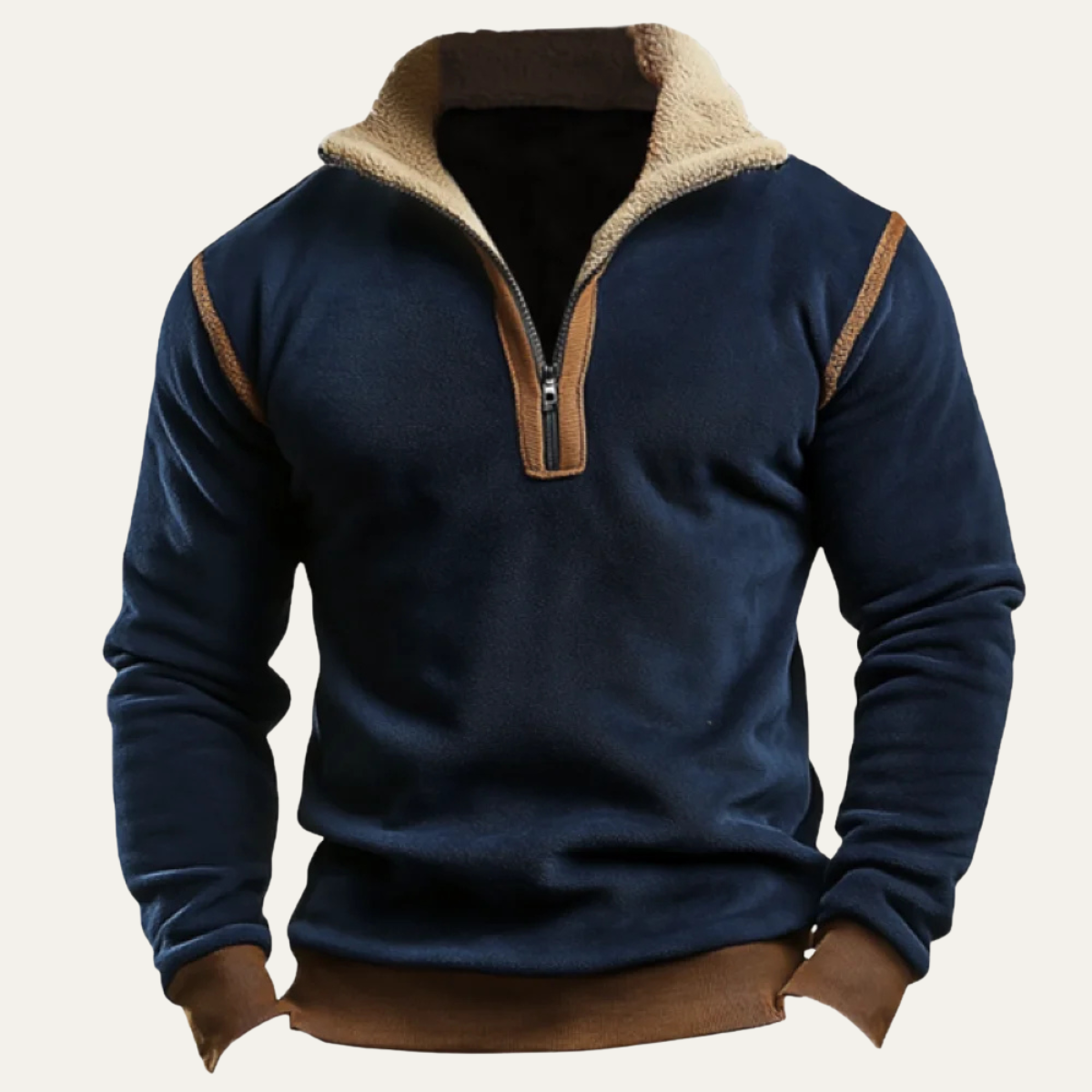 The Pinehaven Men's Vintage Sherpa Lined Quarter Zip Sweater