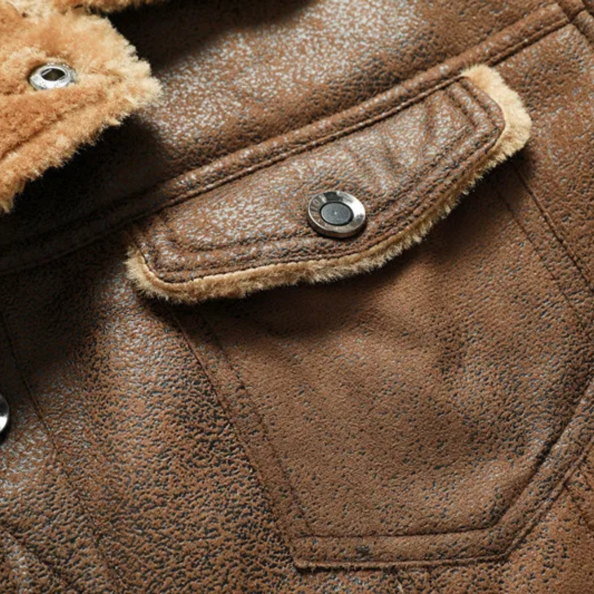 The Amelia Men’s Warm Casual Leather Sherpa Jacket