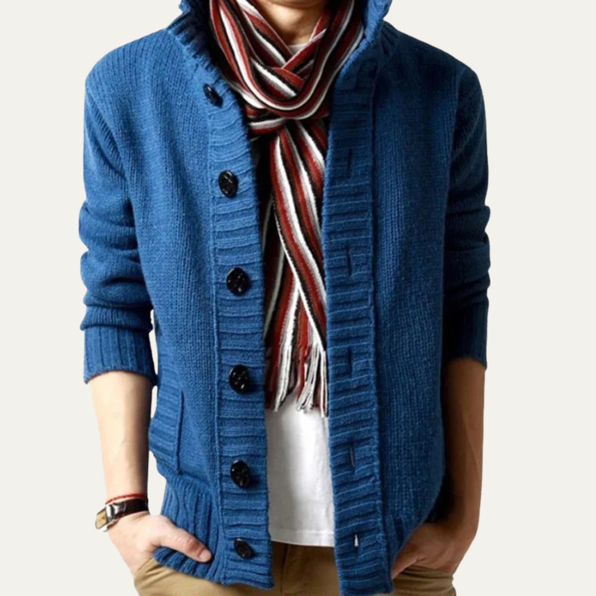 The Corsica Men’s Chunky Winter Button Up Knit High Neck Cardigan