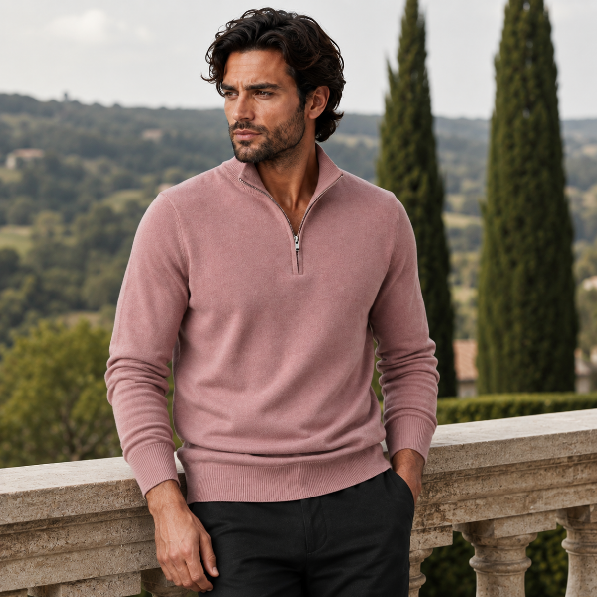 The Como Men's Quarter Zip Mock Neck Sweater