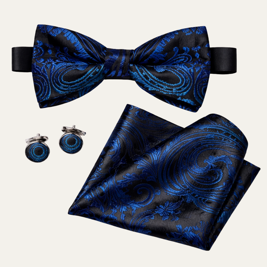 The Ashbury Men’s Bow Tie with Pocket Square & Cufflinks Set – Royal Blue