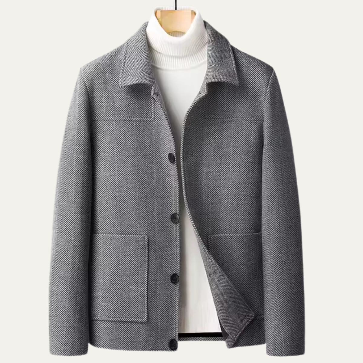 The Winslow Men’s Herringbone Jacket – Thick Warm Outerwear with Pockets