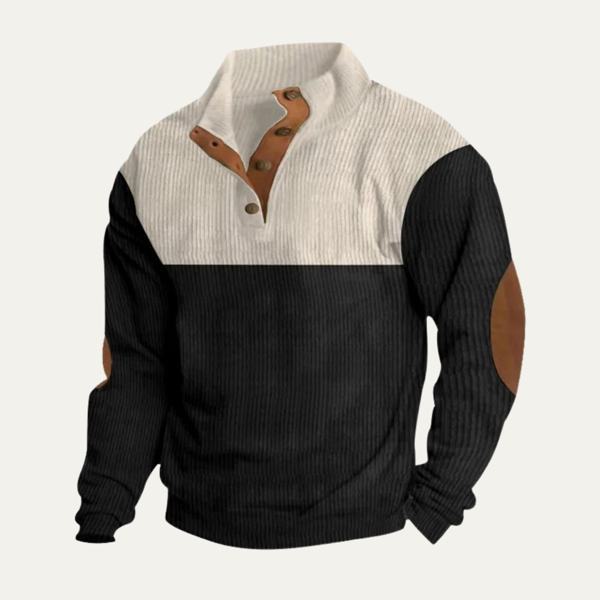 The Redfield Men's Corduroy Color Block Button Neck Sweater
