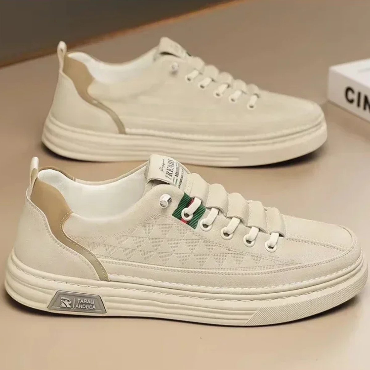 The Cedarbrook Men’s Casual Lightweight Leather Look Lace Up Sneakers