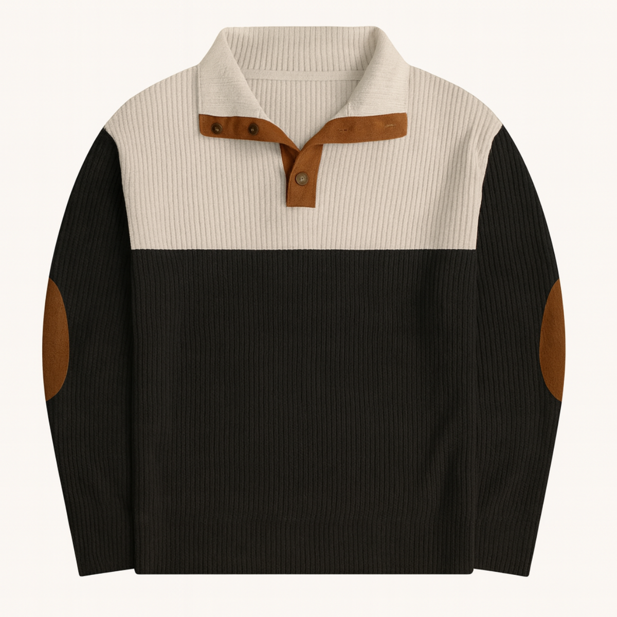 The Redfield Men's Corduroy Color Block Button Neck Sweater