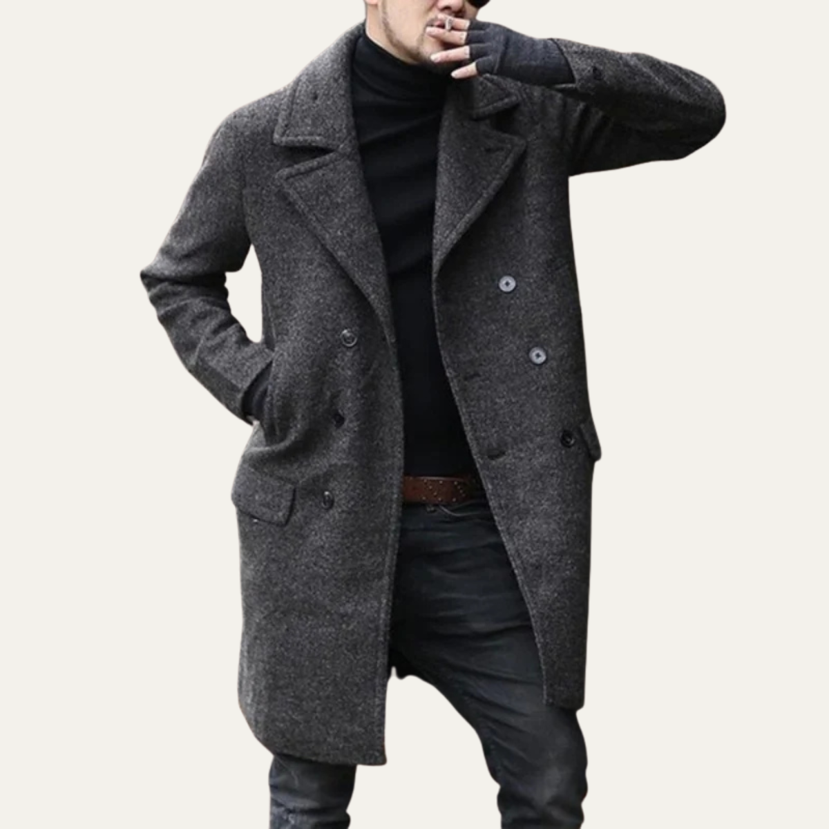 The Parkwood Men’s Wool Double Breasted Smart Long Winter Coat