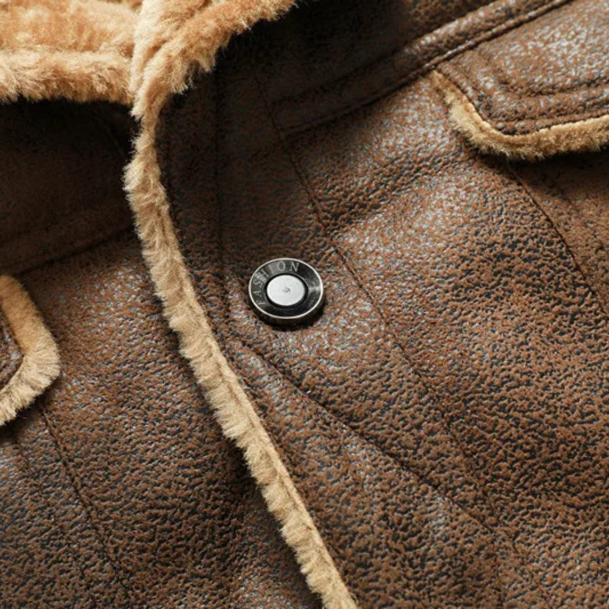 The Amelia Men’s Warm Casual Leather Sherpa Jacket