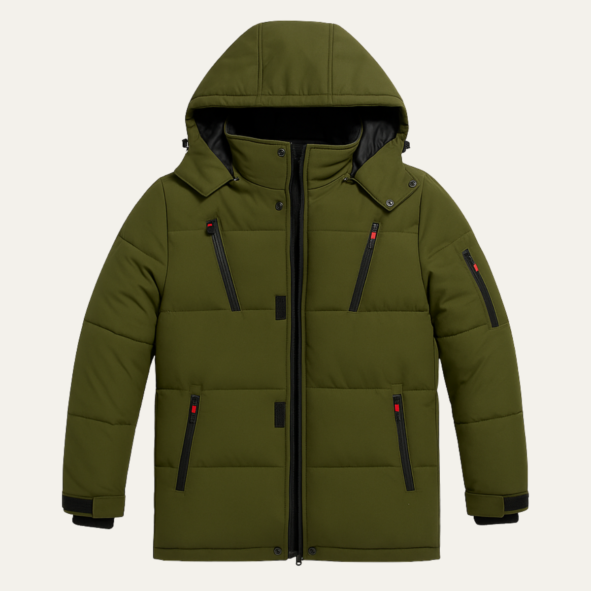 The Brookhaven Men’s Warm Hooded Winter Puffer Coat with Zipper Pockets