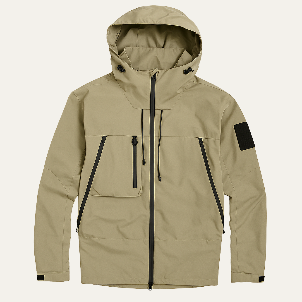 Men's Lightweight Waterproof Windbreaker Black Hooded