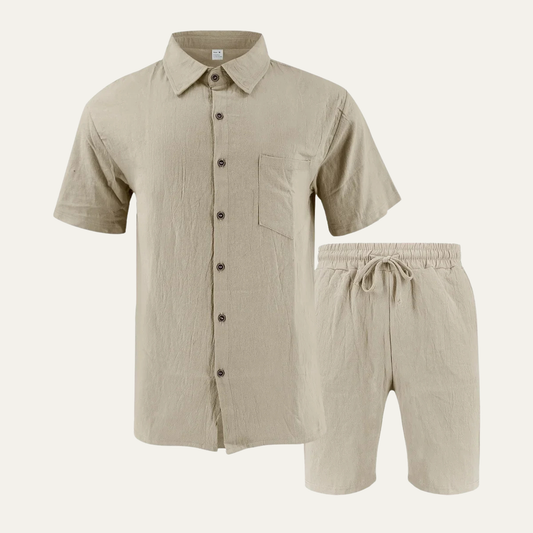 The Glenmoor Men’s Casual Summer Short Sleeve Shirt & Shorts Set