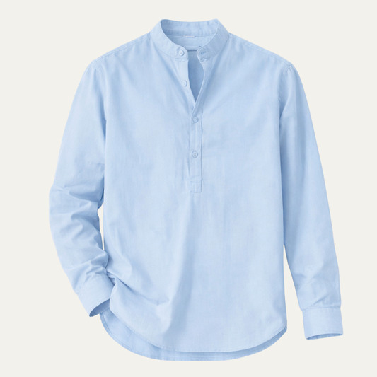 The Pinebrook Ridge Men’s Cotton Linen Mandarin Collar Shirt
