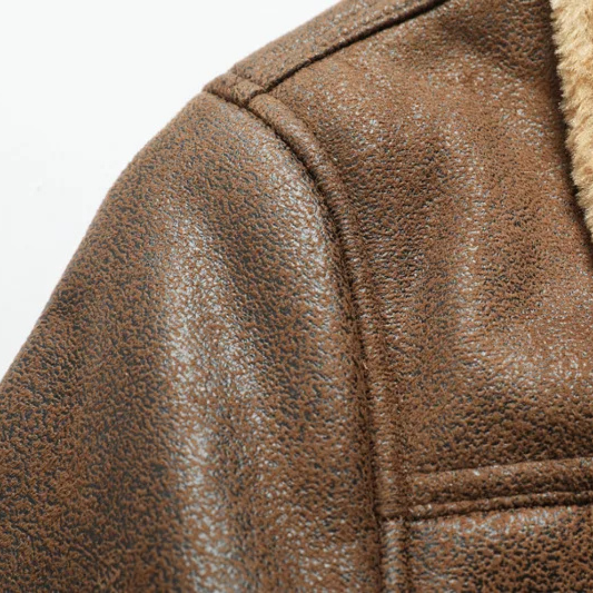 The Amelia Men’s Warm Casual Leather Sherpa Jacket