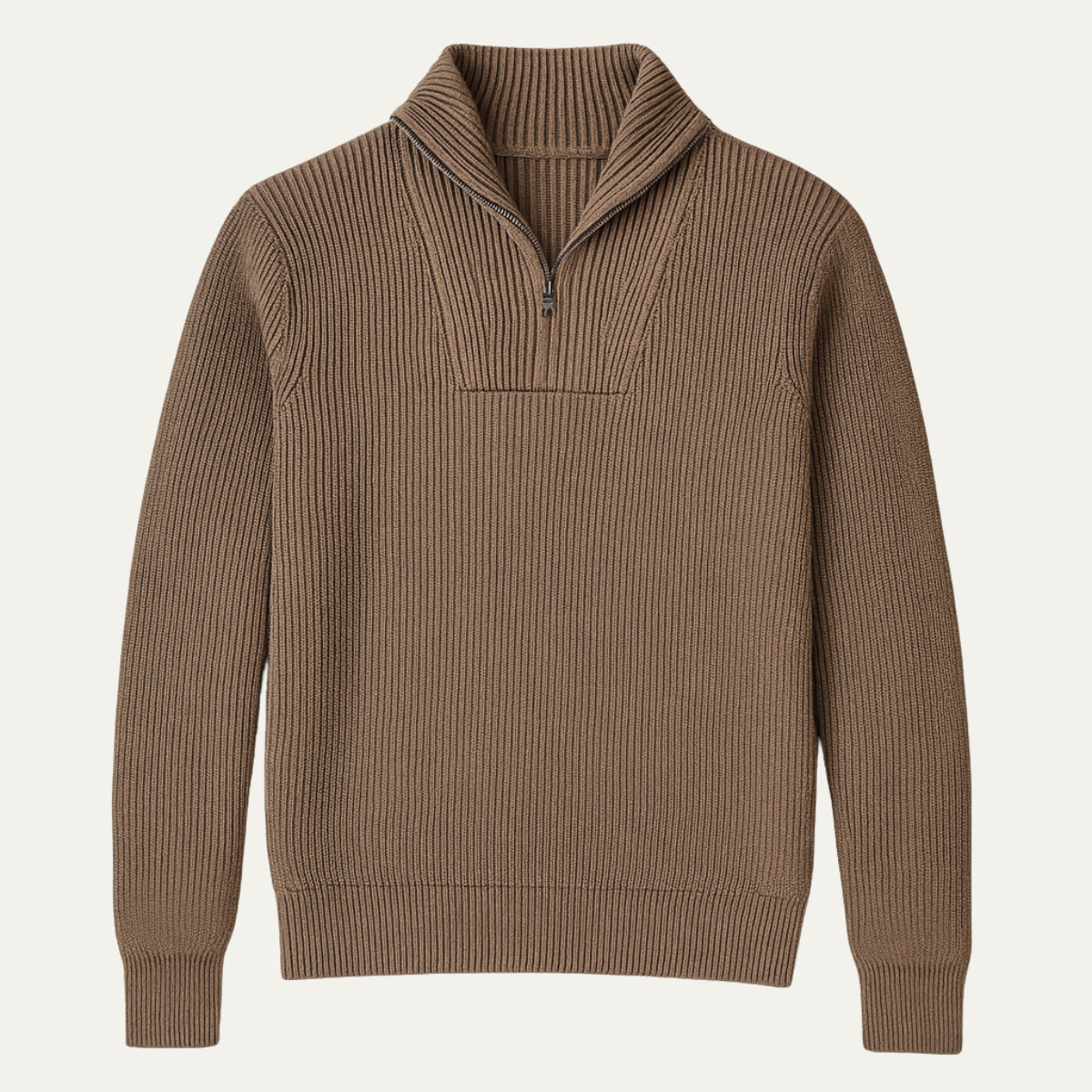 The Roma Men's Ribbed Half Zip Funnel Neck Sweater