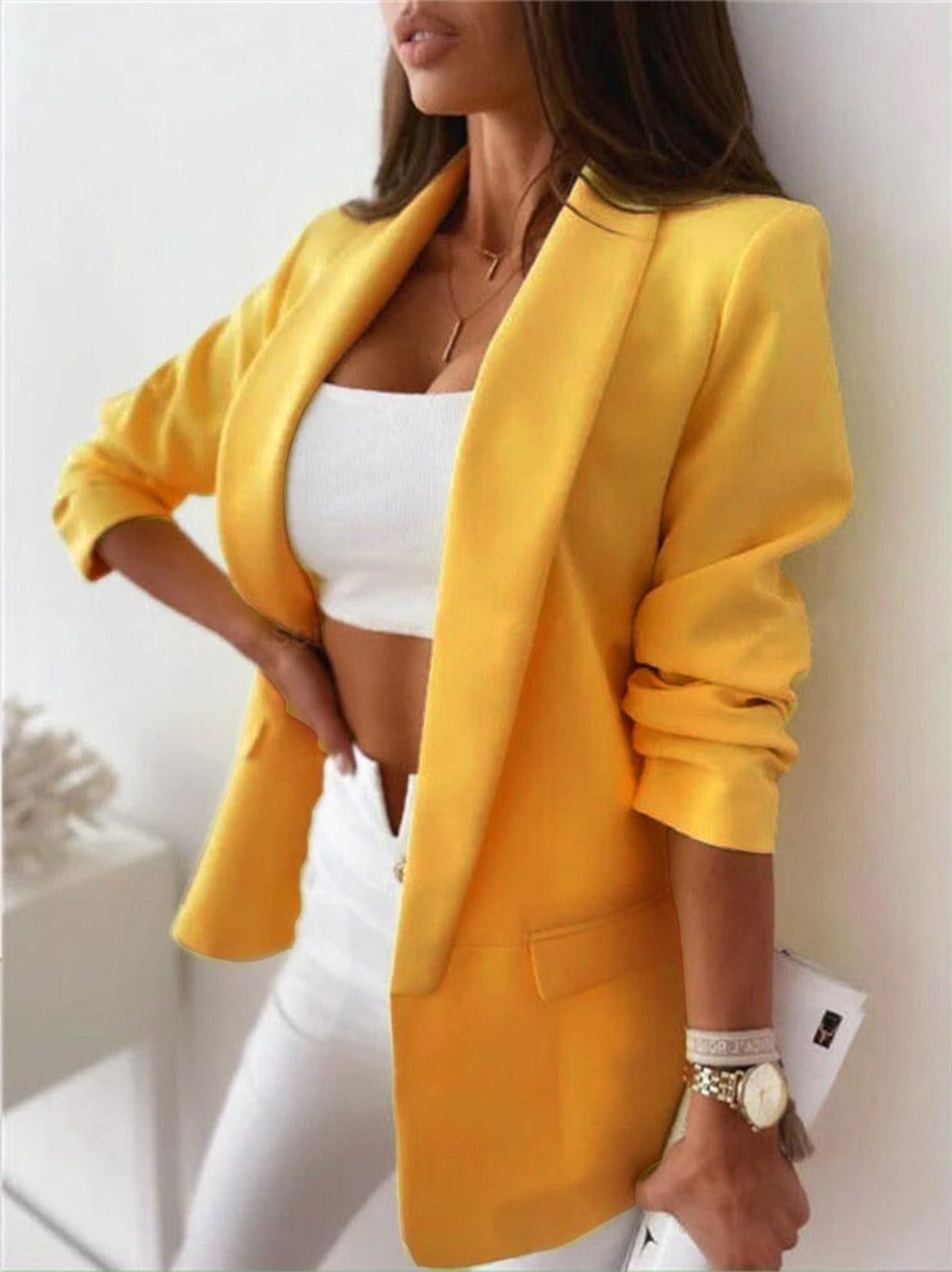 Women's Unfastened Blazer for Easy Layering