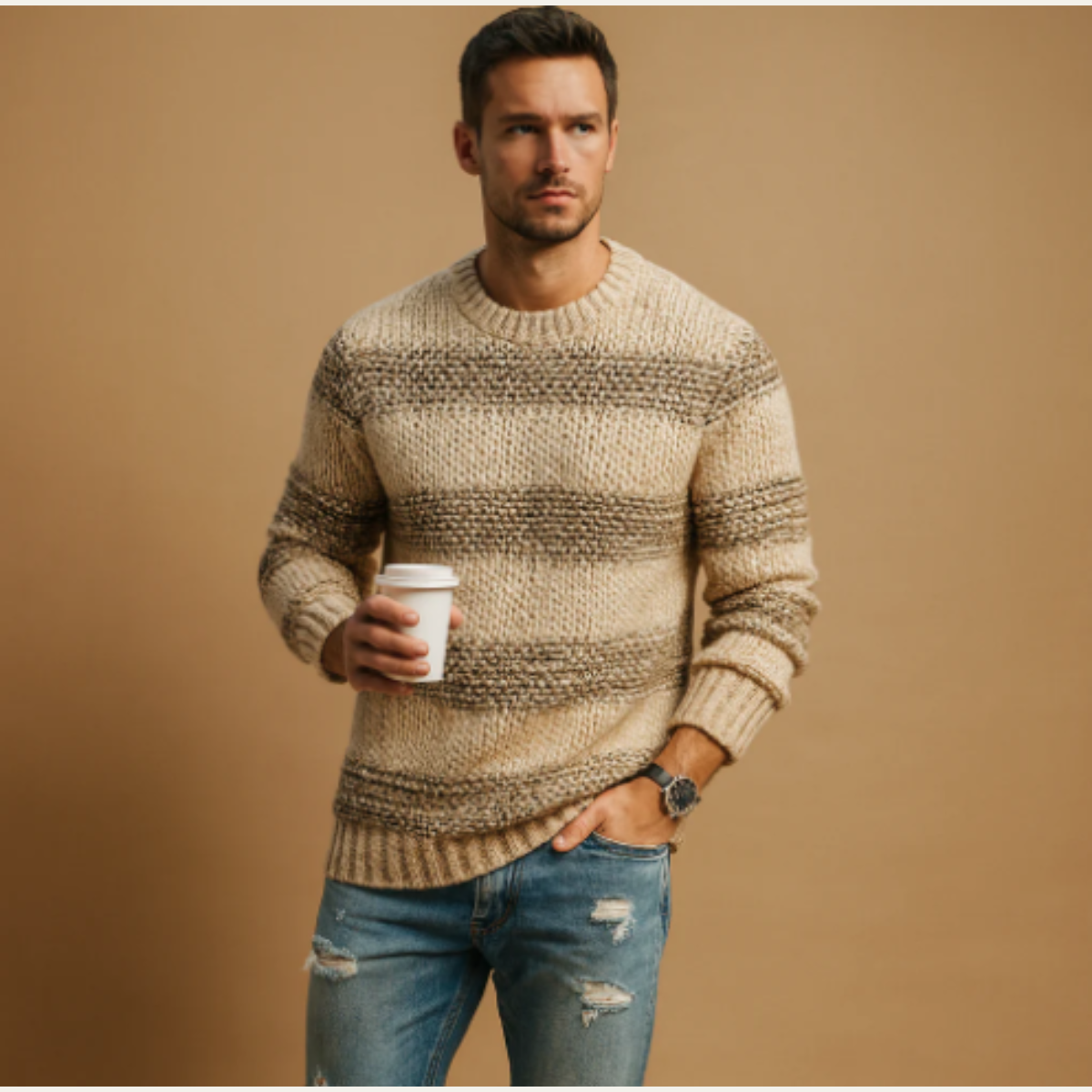 The Somerset Men’s Knitted Fair Isle Nordic Winter Sweater