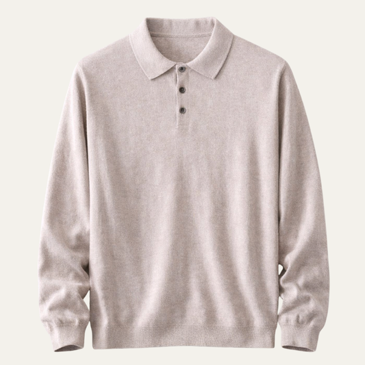 The Silverhaven Men’s Soft Cashmere Polo Collar Knit Sweater