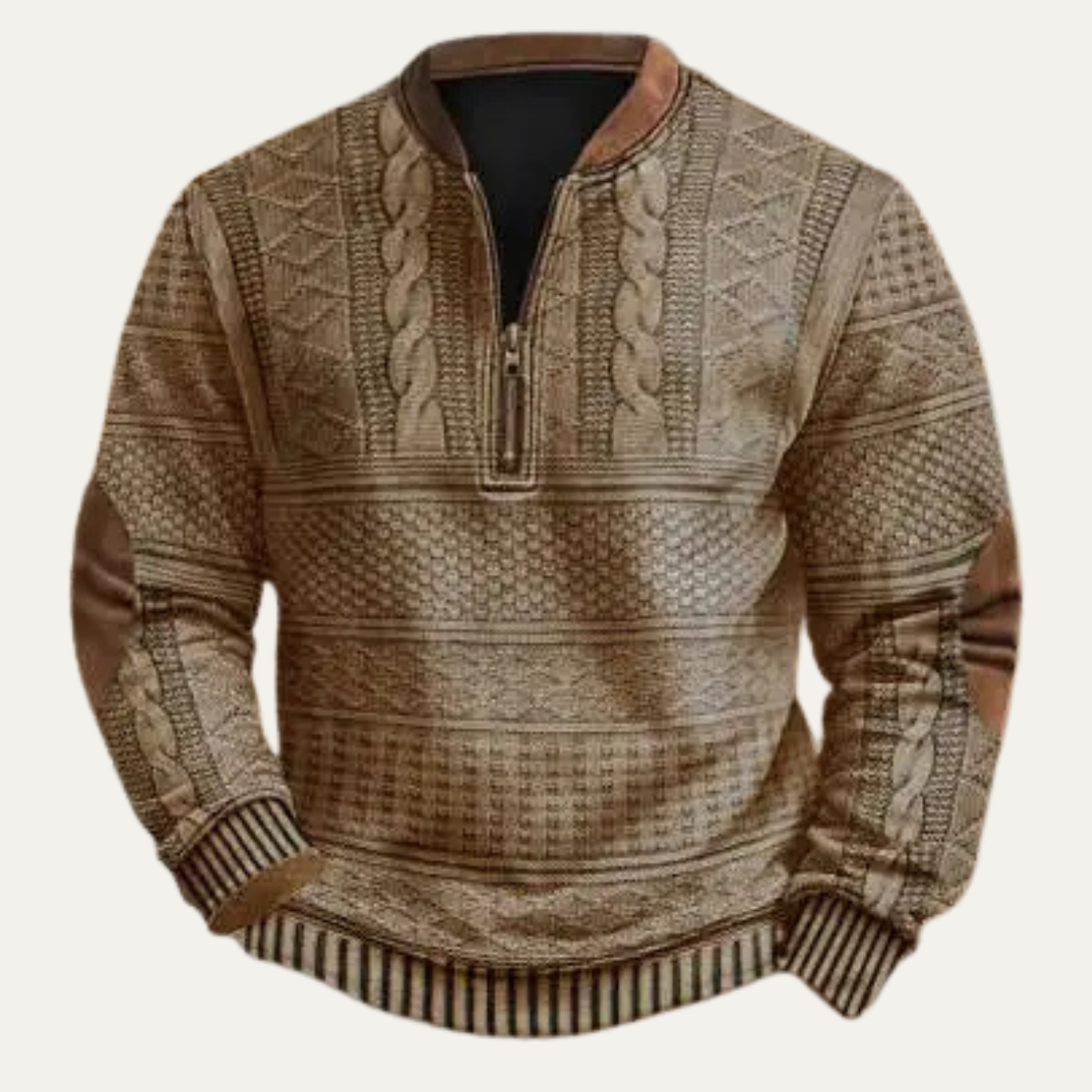The Willowgate Men's Retro Knit Patterned Half Zip Sweater