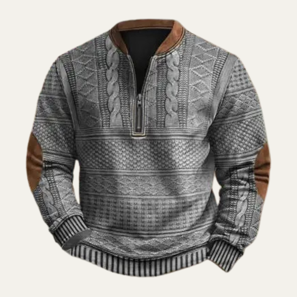 The Willowgate Men's Retro Knit Patterned Half Zip Sweater