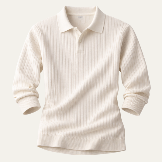 The Verona Men’s V Neck Jacquard Knit Polo Shirt