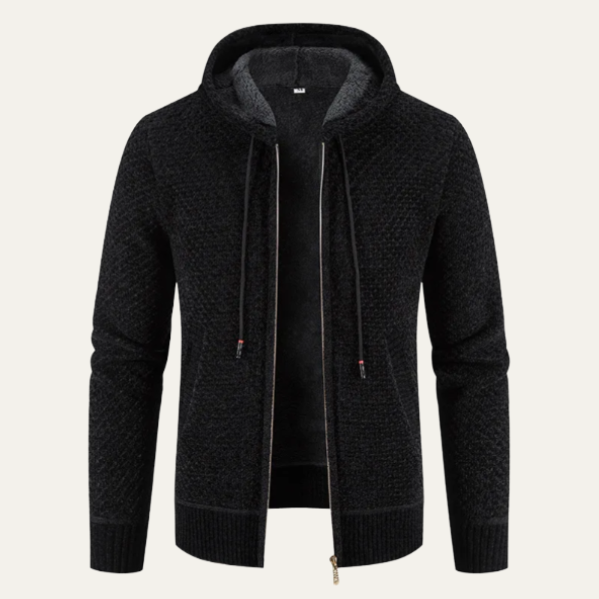 The Harrington Men’s Knitted Fleece Lined Zip Up Winter Hoodie Jacket