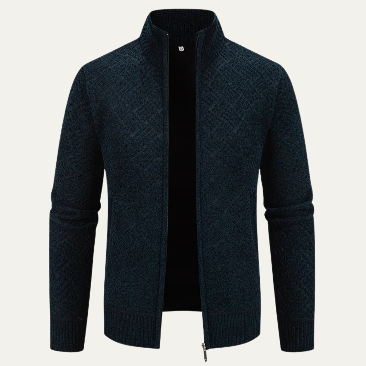 The Volterra Men’s Elegant Knit Diamond Pattern Jacket with Stand Collar