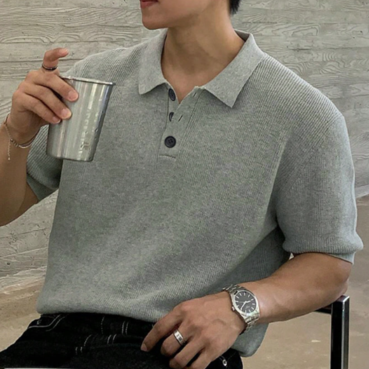 The Surry Hills Men’s Casual Solid Color Knitted Polo Shirt