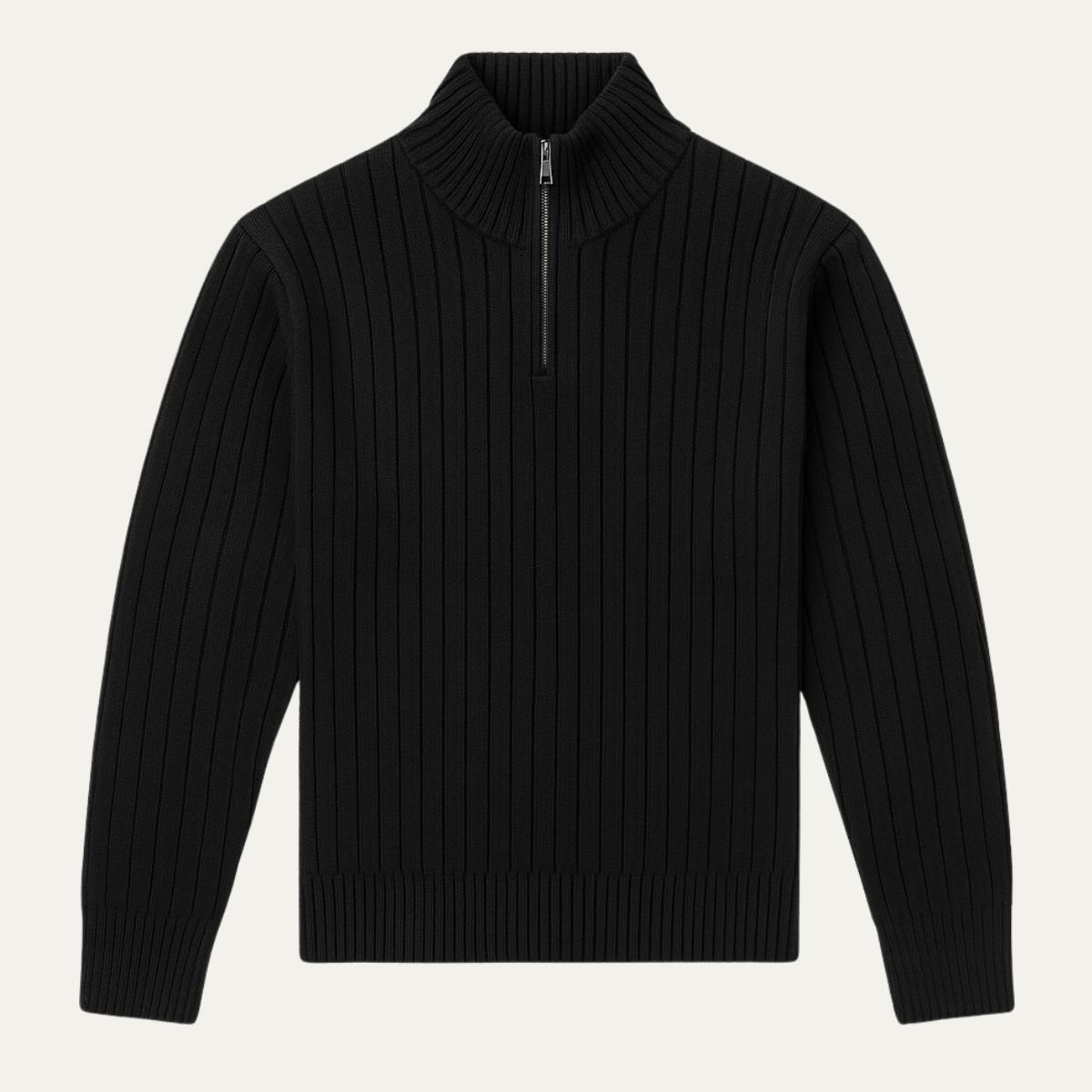 The Venezia Men's Ribbed Half Zip Sweater - Black
