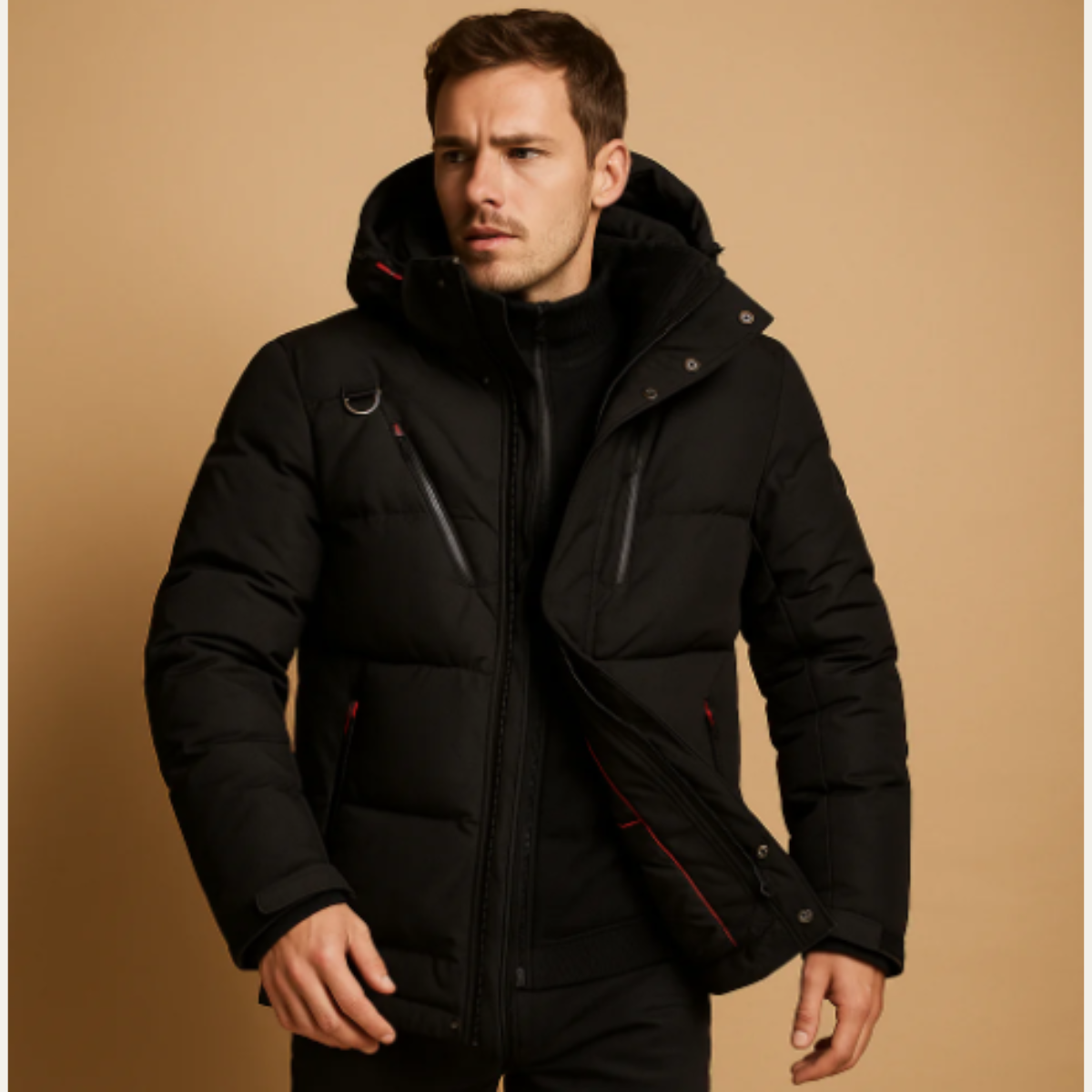 The Huntington Men’s Warm Puffer Parka Jacket with Detachable Hood