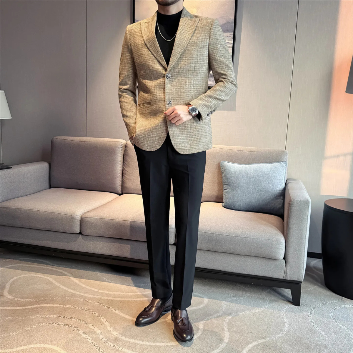 The Broadmoor Men’s Classic Vintage Checkered Wool Blazer