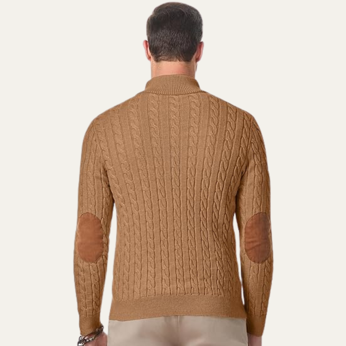 The Stamford Men's Cable Knit Collar Stand Sweater