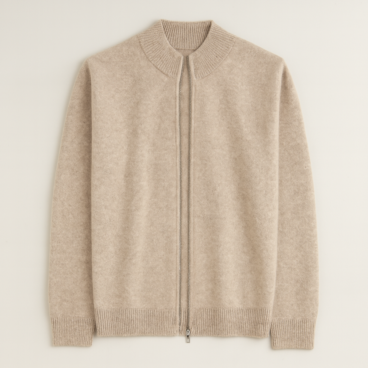 The Maplecrest Men's Merino  Mock Neck Cashmere Zip Up Cardigan
