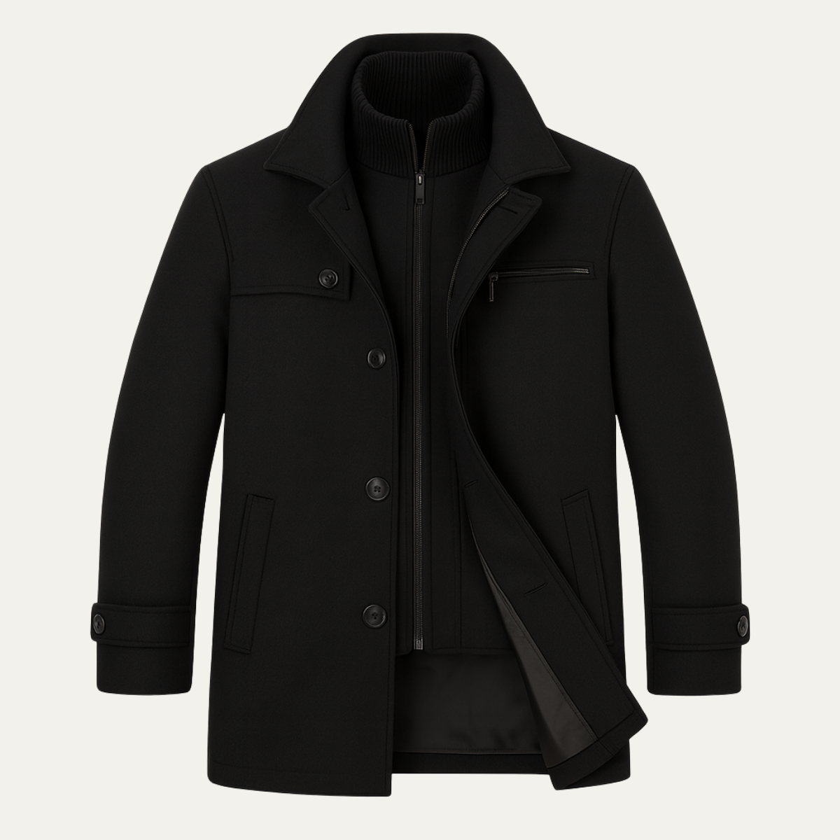 Men's Wool Blend Overcoat Black