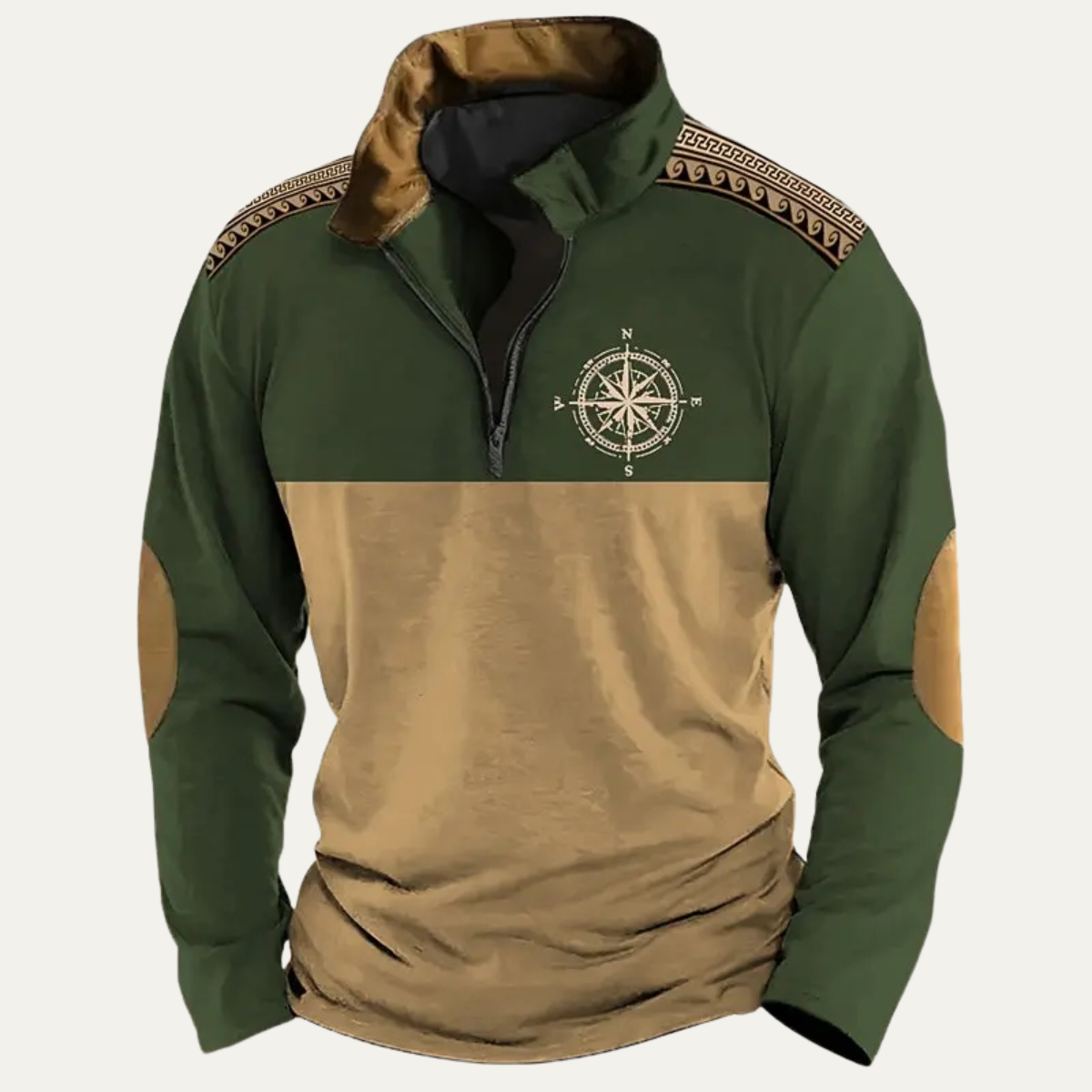 The Pescara Men’s Vintage Embroidered Compass Quarter Zip Sweater
