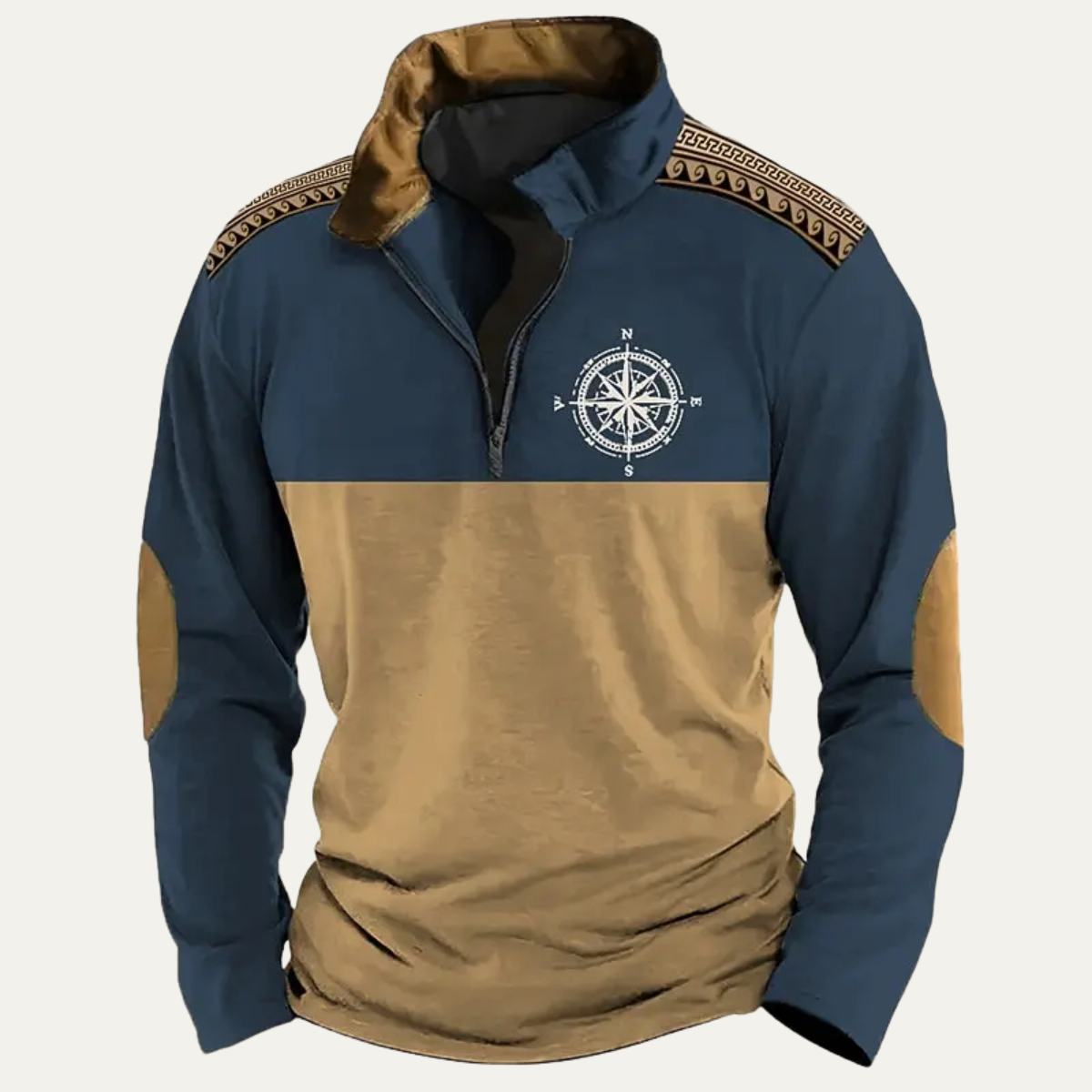 The Pescara Men’s Vintage Embroidered Compass Quarter Zip Sweater