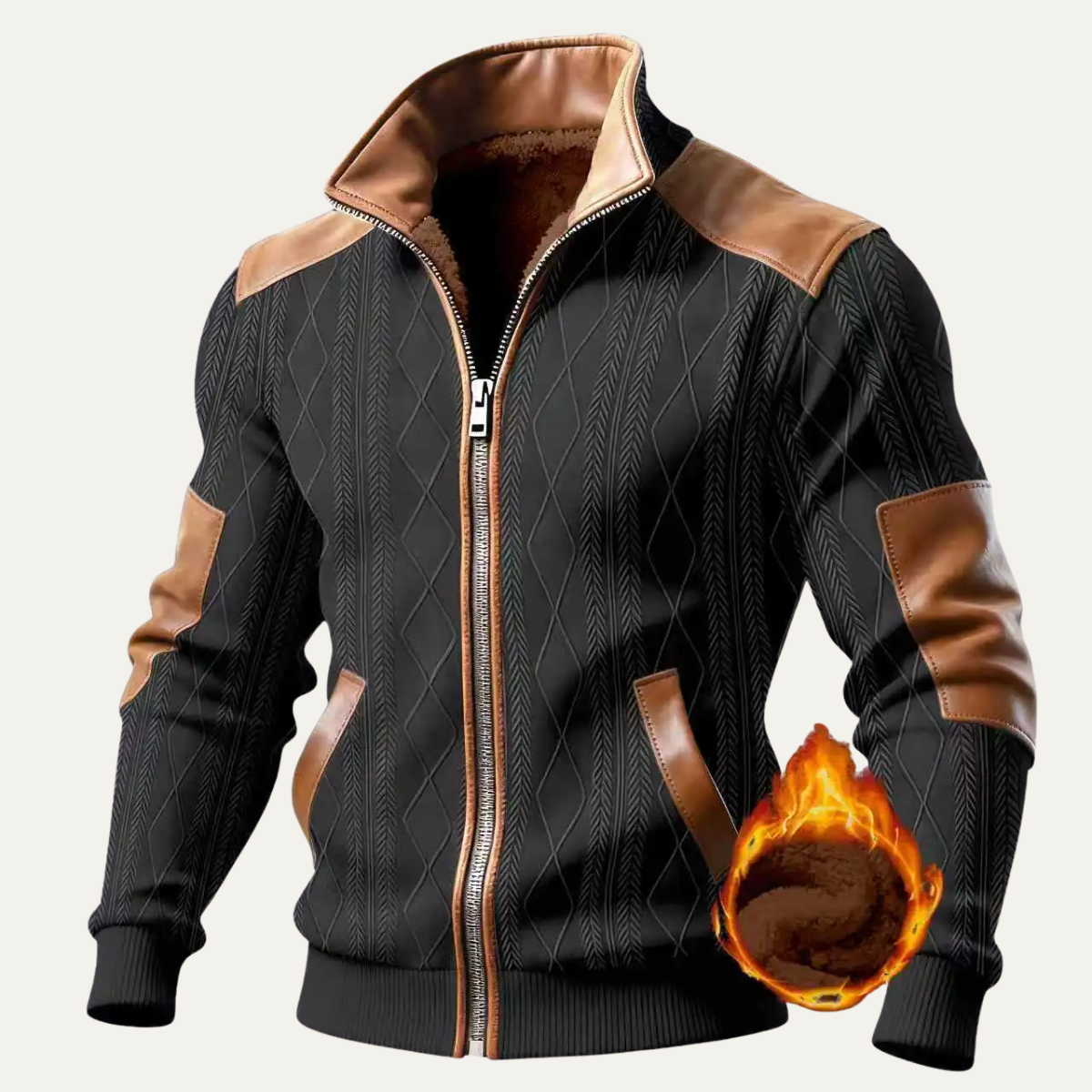 The Silverhill Ridge Men’s Knitted Fleece Lined Warm Zip Up Sweater