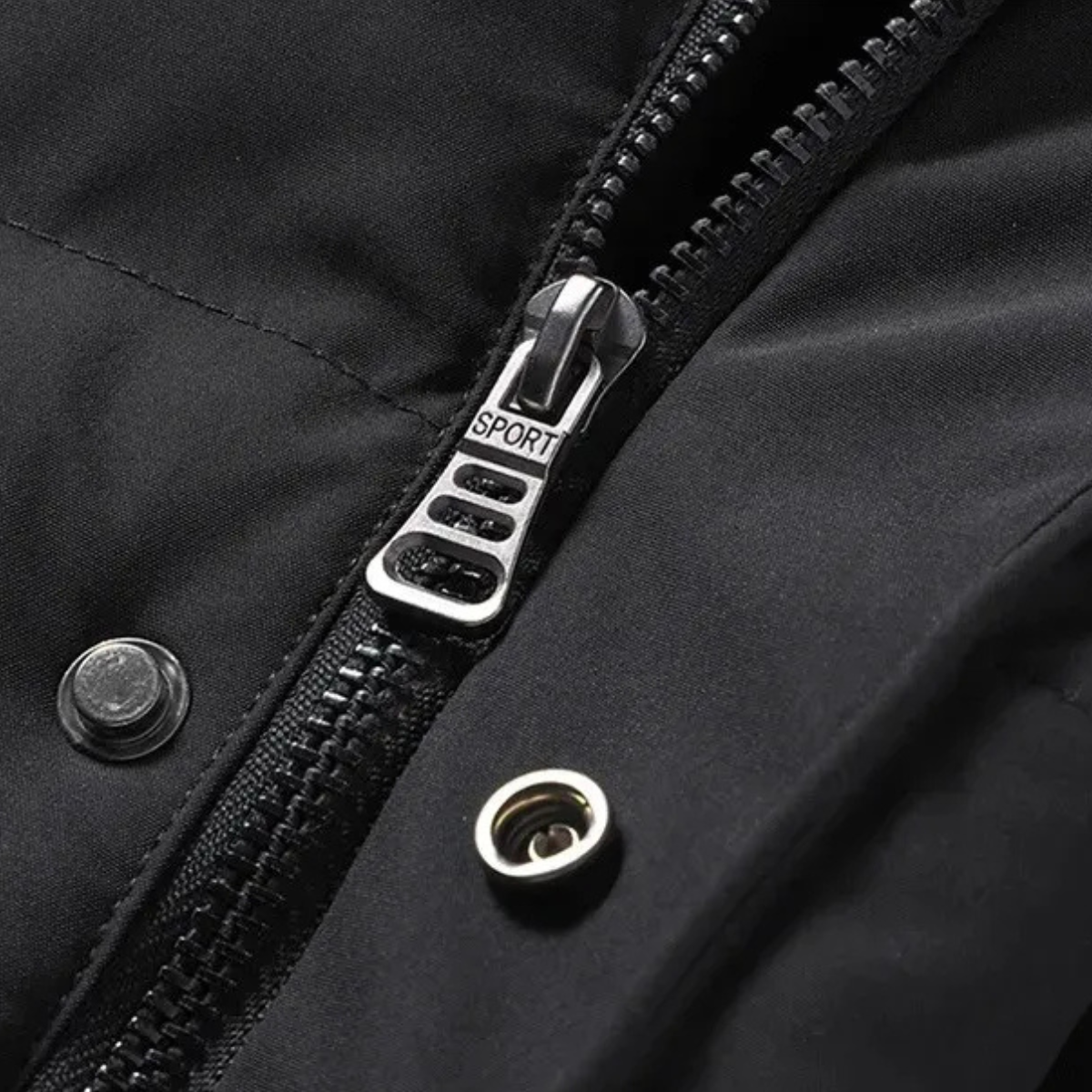 Men's Puffer Jacket Black Long Hooded Quilted