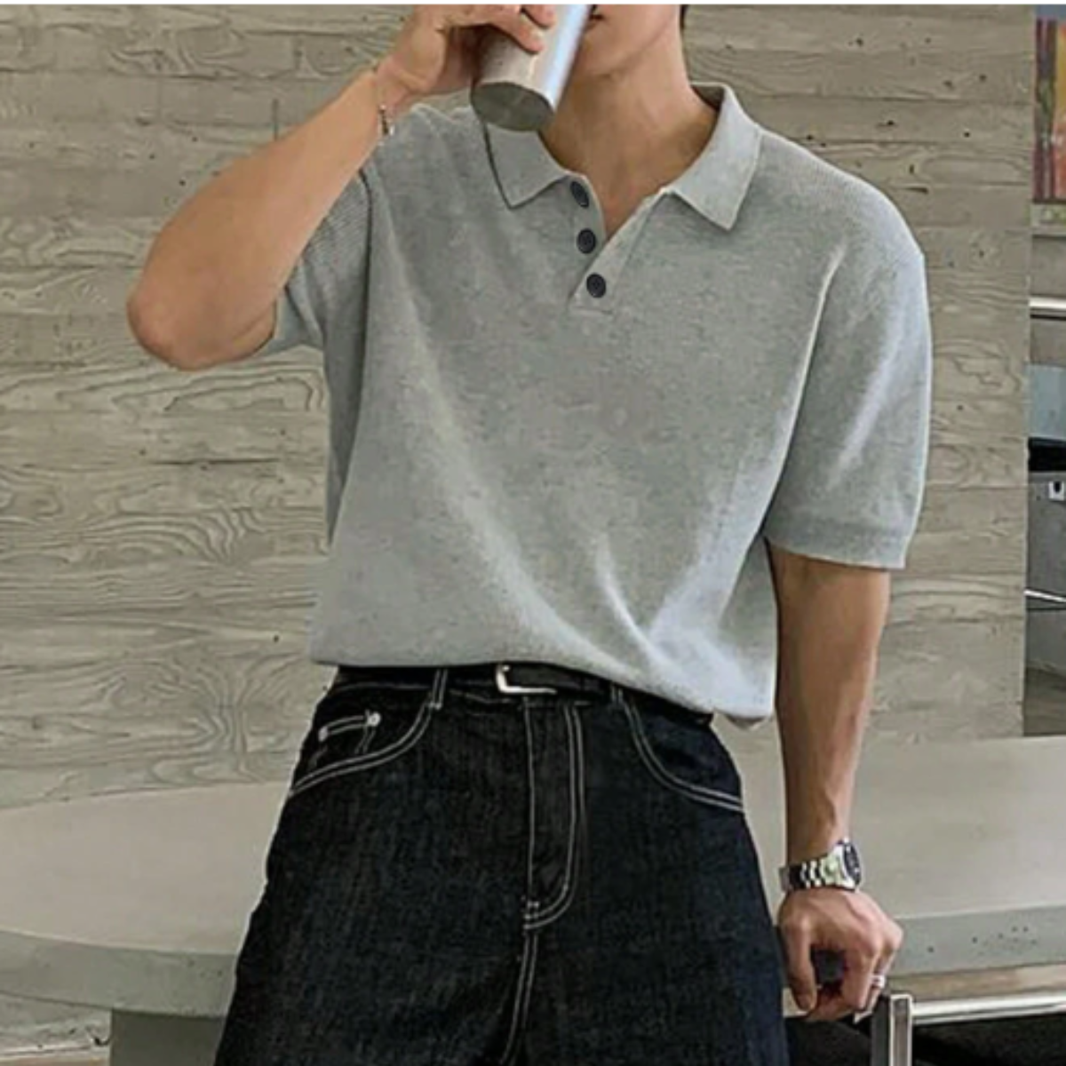 The Surry Hills Men’s Casual Solid Color Knitted Polo Shirt
