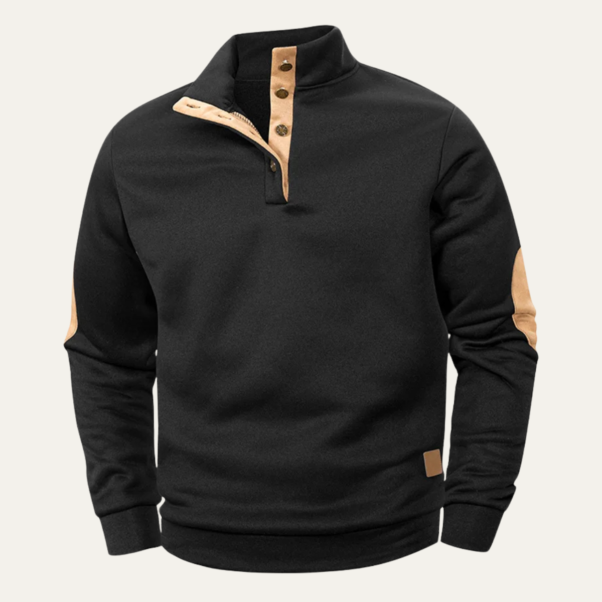 The Glenhurst Men's Stand Collar Fleece Sweater with Elbow Patches