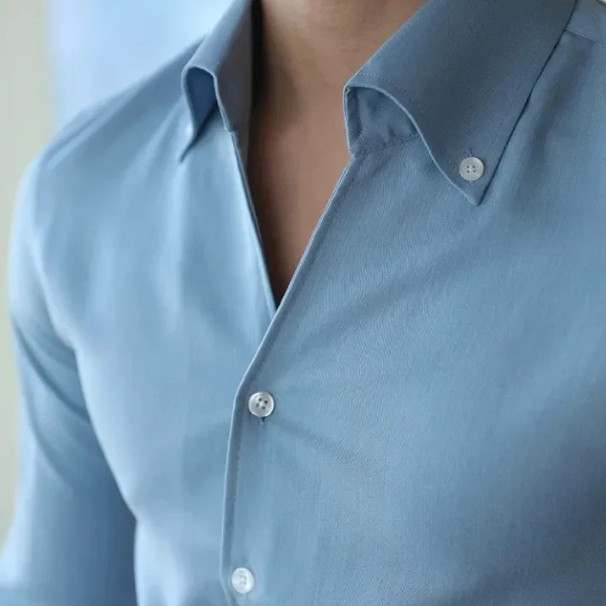 The Redfield Men’s Italian Collar Button Up Shirt  — Light Blue