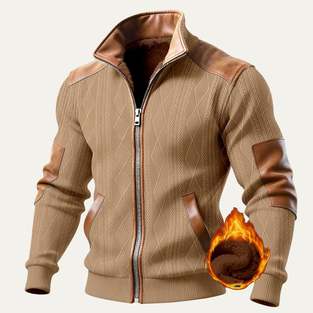 The Silverhill Ridge Men’s Knitted Fleece Lined Warm Zip Up Sweater