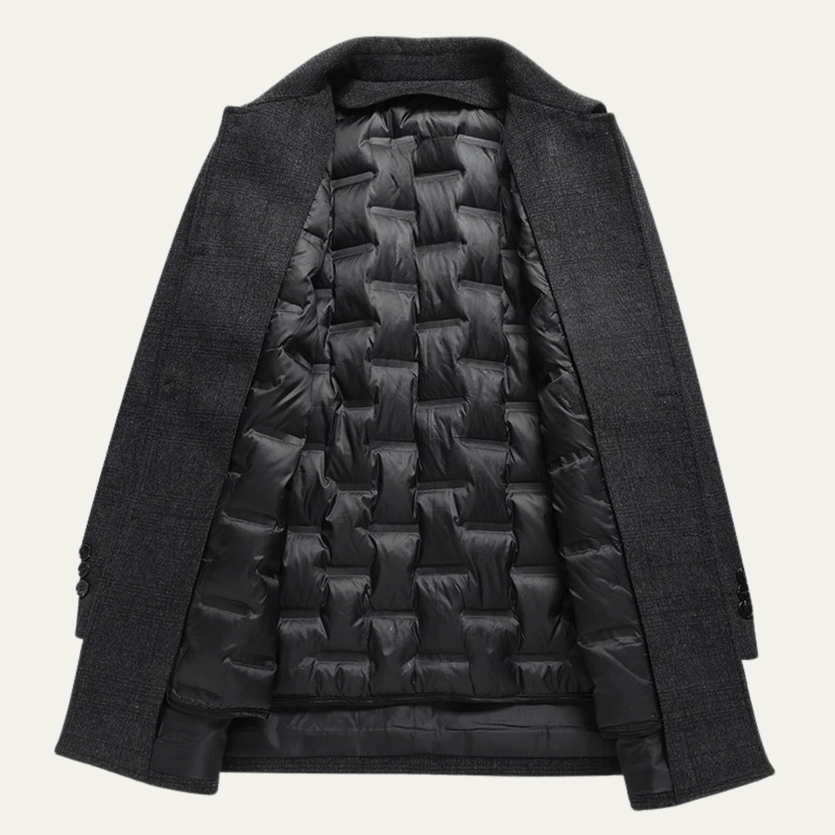 Men's Wool Blend Overcoat Charcoal Down Insulated