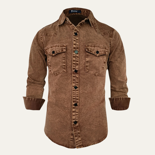 The Belleford Men’s Vintage Washed Denim Workwear Shirt